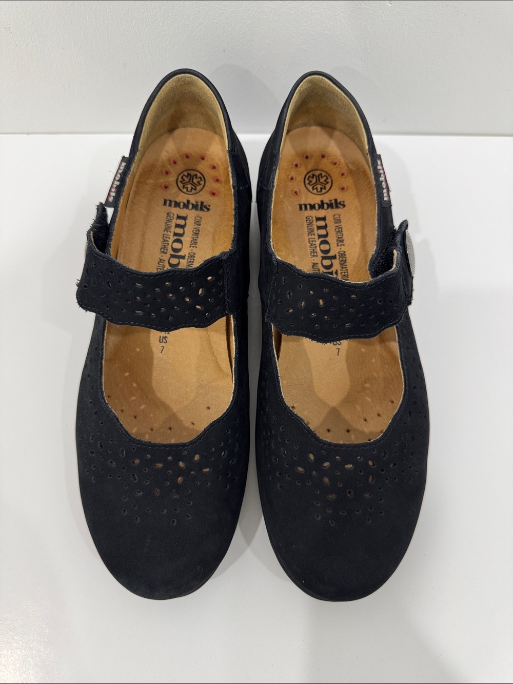 MOBILS by Mephisto Black Leather Comfort Mary Jane Shoes Size 7
